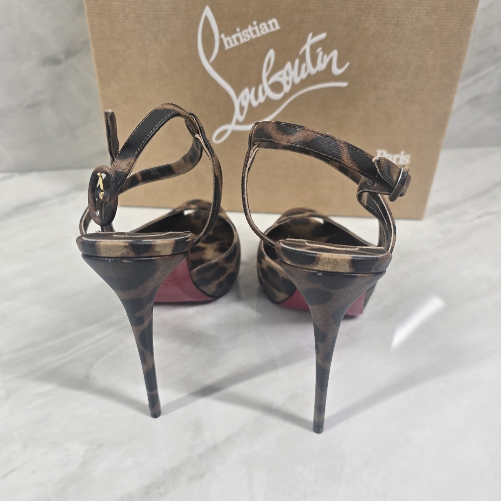 Christian Louboutin Leopard Print JenLove Heels - Picture 5 of 12